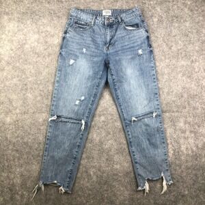 Insane Gene Cropped Jeans Juniors 3 W25 Blue Mid Rise Step Hem Distressed